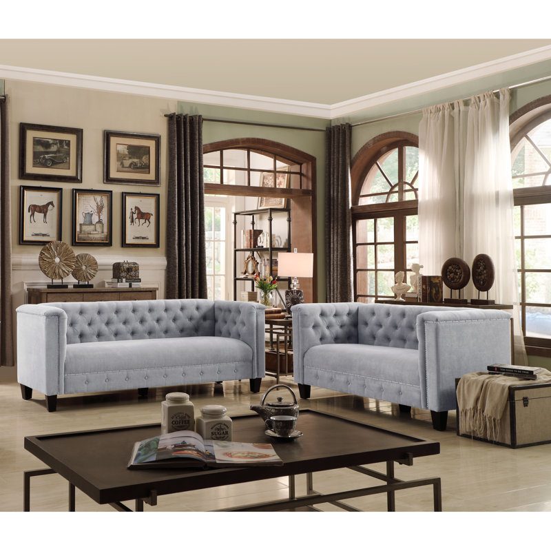 Canora Grey Hillside Chesterfield 2 Piece Standard Living Room Set